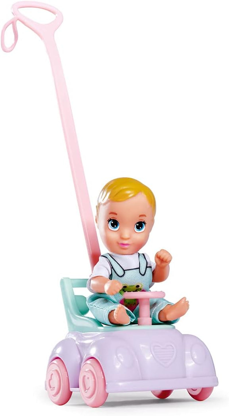 Simba 105733585 - Steffi Love Baby Car, Ankleidepuppe mit Kind, Laufauto, 2-in-1 Funktion, mit Handtasche und Babyzubehör, 12 Teile, 29cm Puppe, ab 3 Jahren