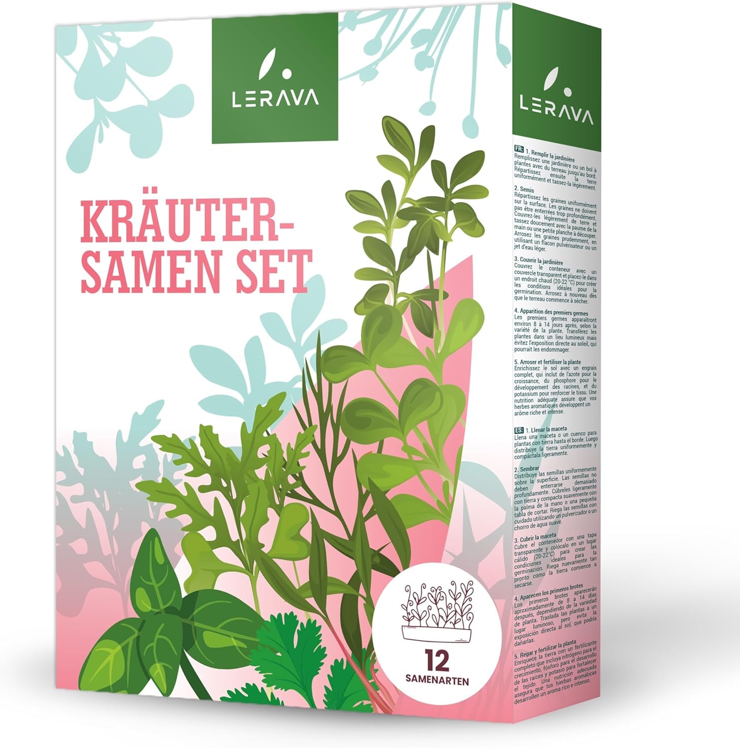 LERAVA Kräutersamen Set – 12 Sorten: Basilikum Samen, Petersilie Samen, Koriander, Oregano & mehr – Saatgut für frische Kräuter im Garten oder Topf, Premium Samen für Küche & Balkon - Samen set, seeds