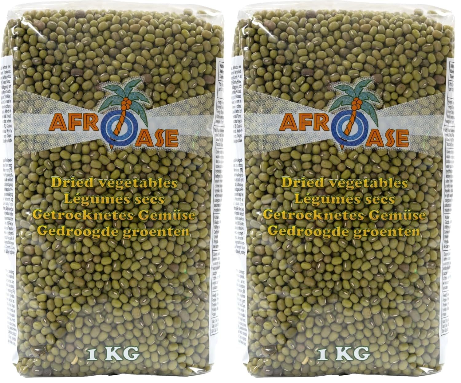 AFROASE - Fasole verde mung - 1 x 1 kg (Pachet de 2)