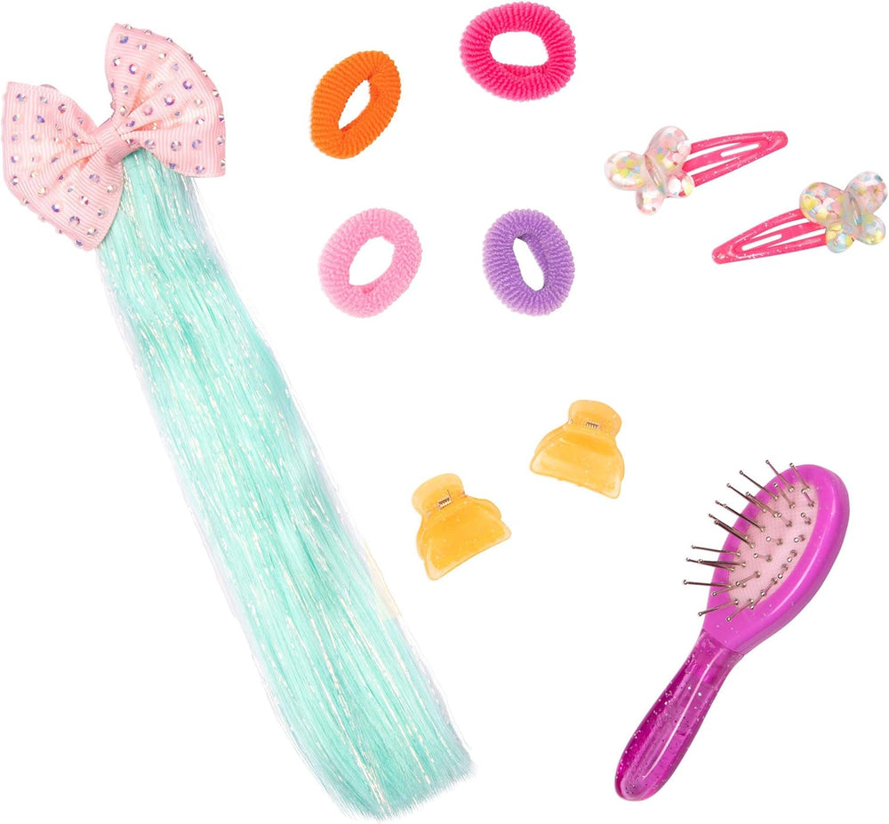 Glitter Girls - Luma - Păpușă articulată de 36 cm - Păr mov și ochi mov unici - Extensii de păr, fundă, cleme și ținută colorată - 3 ani +