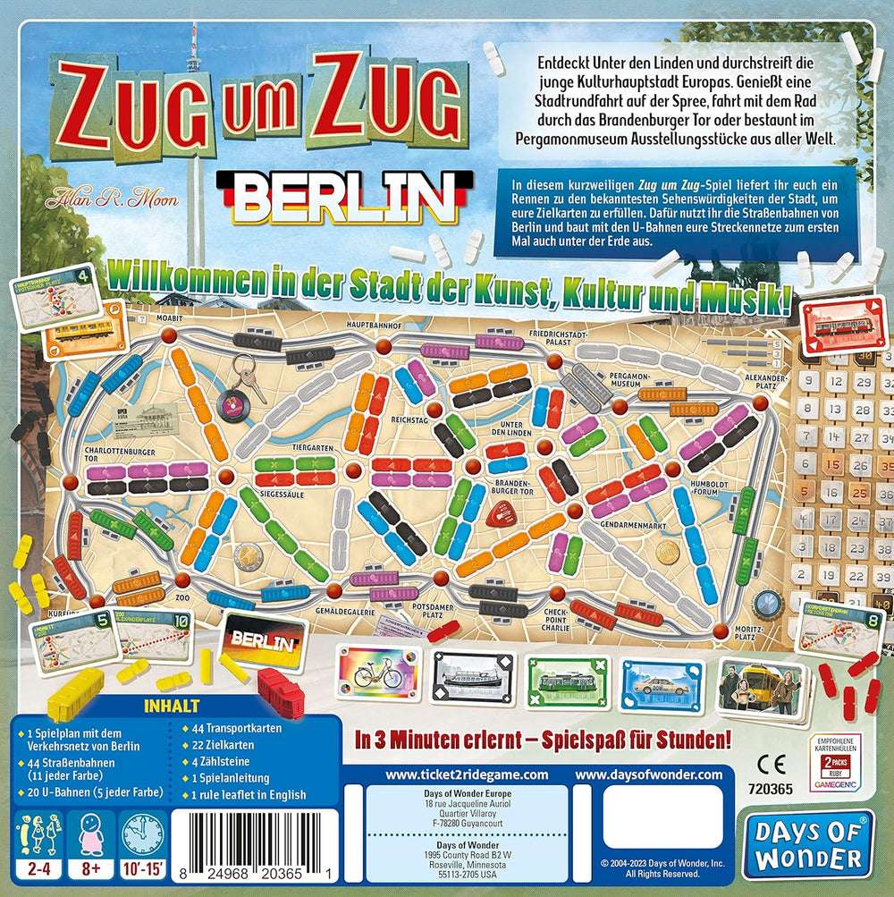 Days of Wonder, Ticket to Ride: Berlin, joc de familie, joc de societate, 2-4 jucători, vârste 8+, 10-15 minute, germană