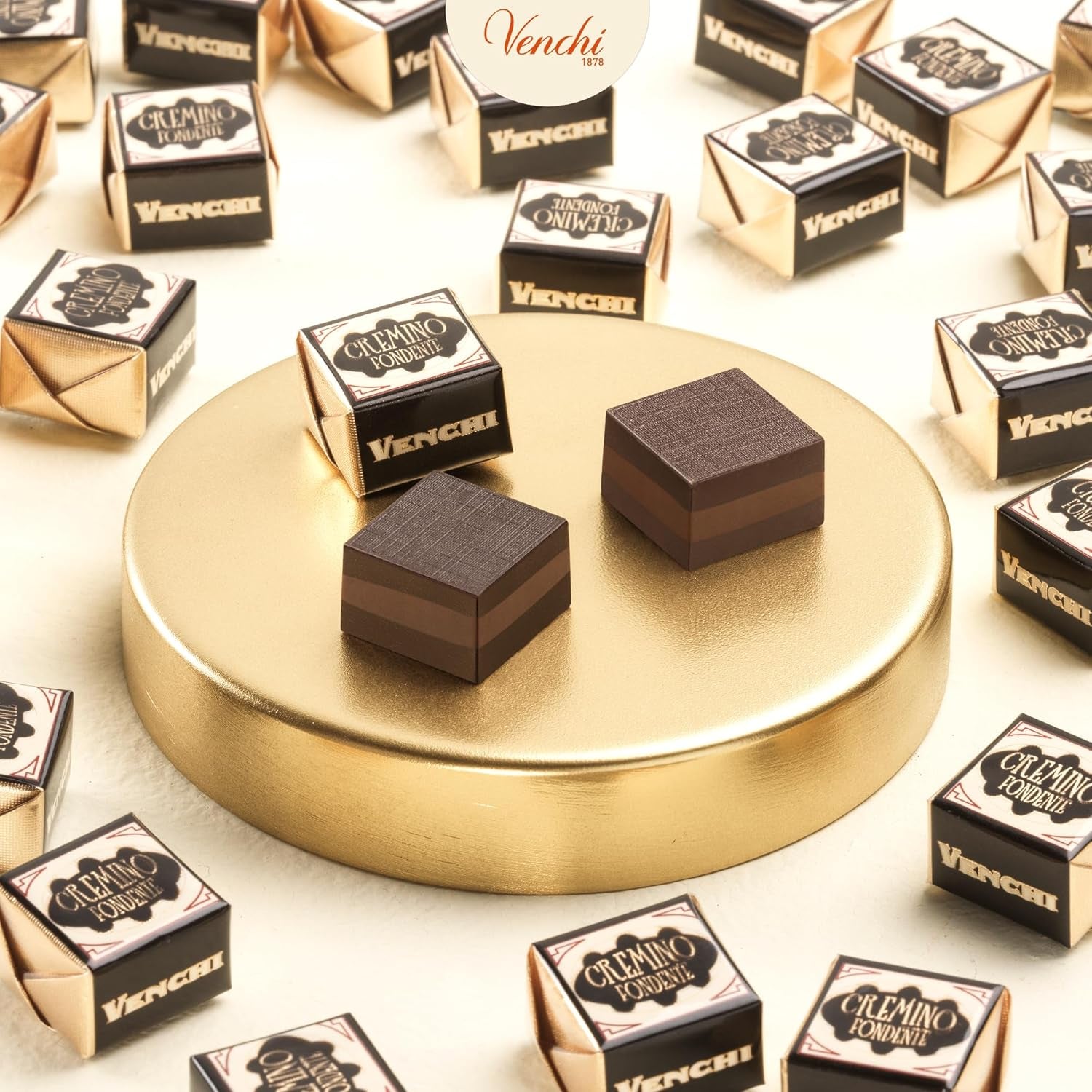 Venchi - Cremino Extra Black Chocolate - Ciocolată neagră cu pastă de migdale și „alune de pădure piemonteze IGP”, 1 kg, fără gluten, fără coloranți și fără conservanți