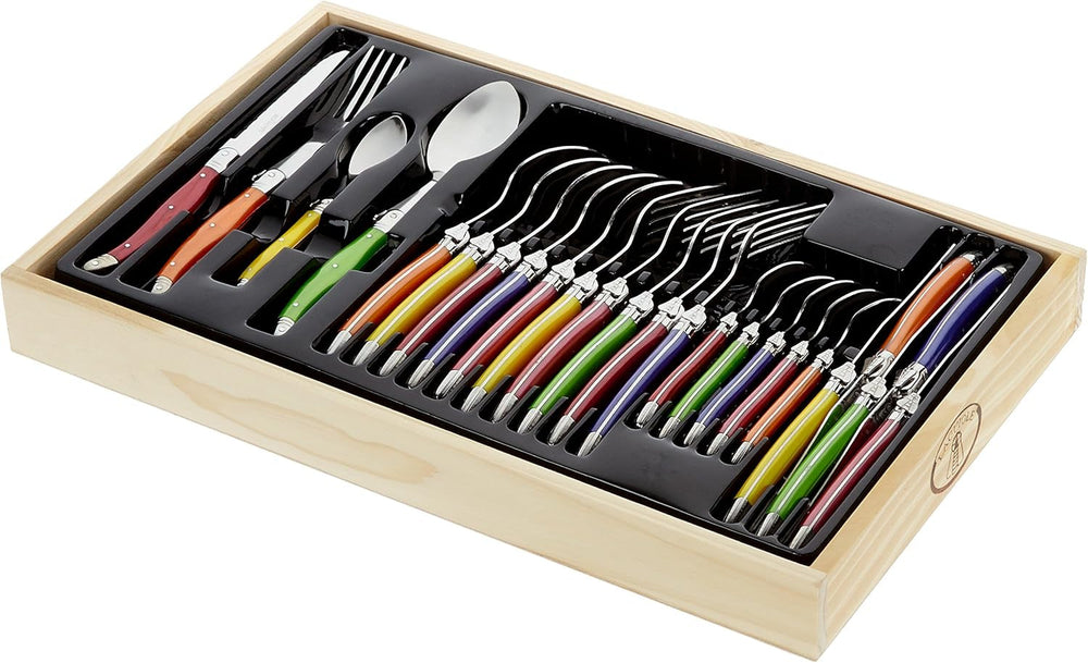 Pradel Excellence I7214P Besteckgarnitur Laguiole, Pastellfarben, 24-Teilig Bucatarie Naty Shop