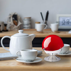 Zahărniță Relaxdays cu capac tip rulou, oțel inoxidabil lucios, pentru zahăr și dulciuri, bomboane, bilă de zahăr, roșu, 1 bucată