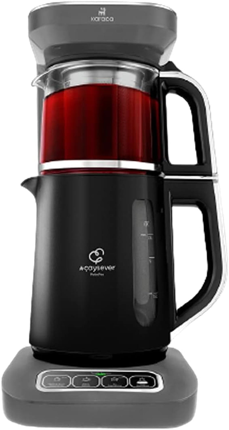 Karaca Caysever Robotea Pro Aparat de ceai automat vorbitor 4 în 1 cu filtru, încălzitor de terci și aparat de ceai la ibric, 2500 W, ceainic turcesc gri spațial