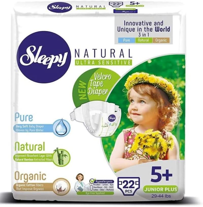 SOHO, Scutece pentru copii, fabricate din bumbac organic și extract de bambus, confort și senzatie de uscat Mama si Copilul Naty Shop 5+ (66 buc)