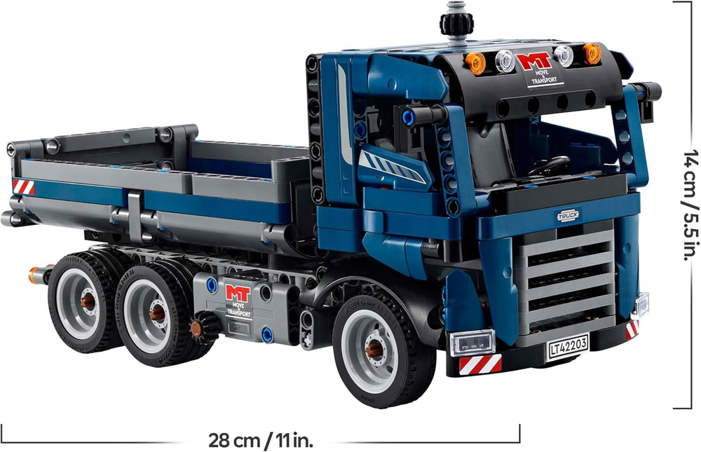 LEGO Technic Kipplaster Spielzeug mit Lenkung und beweglicher Kippmulde - blaues Baufahrzeug - Geschenkidee zum Geburtstag oder für die Feiertage - Bauset für Jungen und Mädchen ab 9 Jahren 42203
