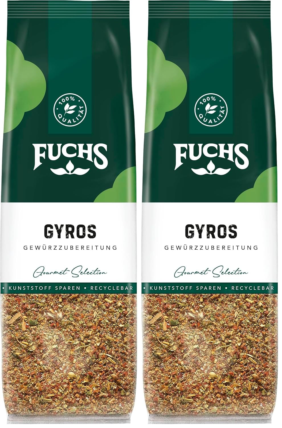 Fuchs Gewürze - Gyros Gewürzzubereitung im recyclebaren Nachfüllbeutel, Gewürzmischung mit ausgewählten Kräutern für Rind und Schweinefleisch - 70 g