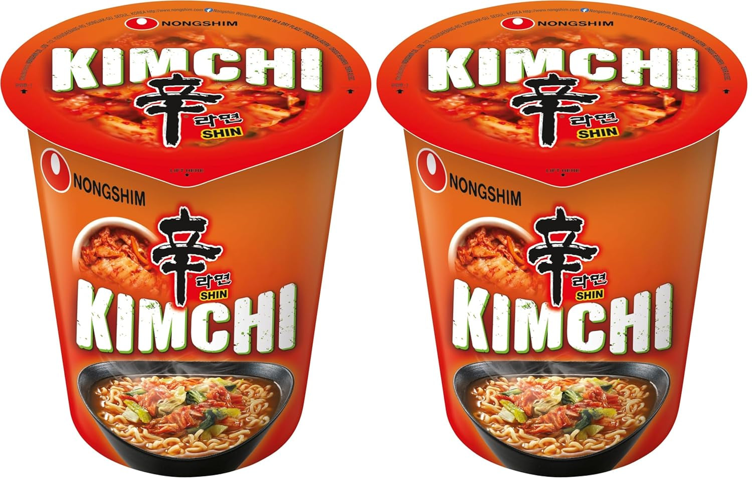 Tăiței instant Nong Shim Kimchi Ramyun Bol mare – Supă ramen coreeană – Preparare rapidă – 1 pachet de 112g