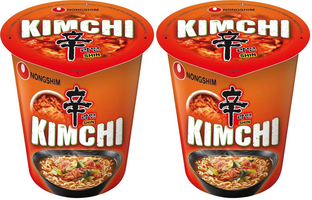 Tăiței instant Nong Shim Kimchi Ramyun Bol mare – Supă ramen coreeană – Preparare rapidă – 1 pachet de 112g