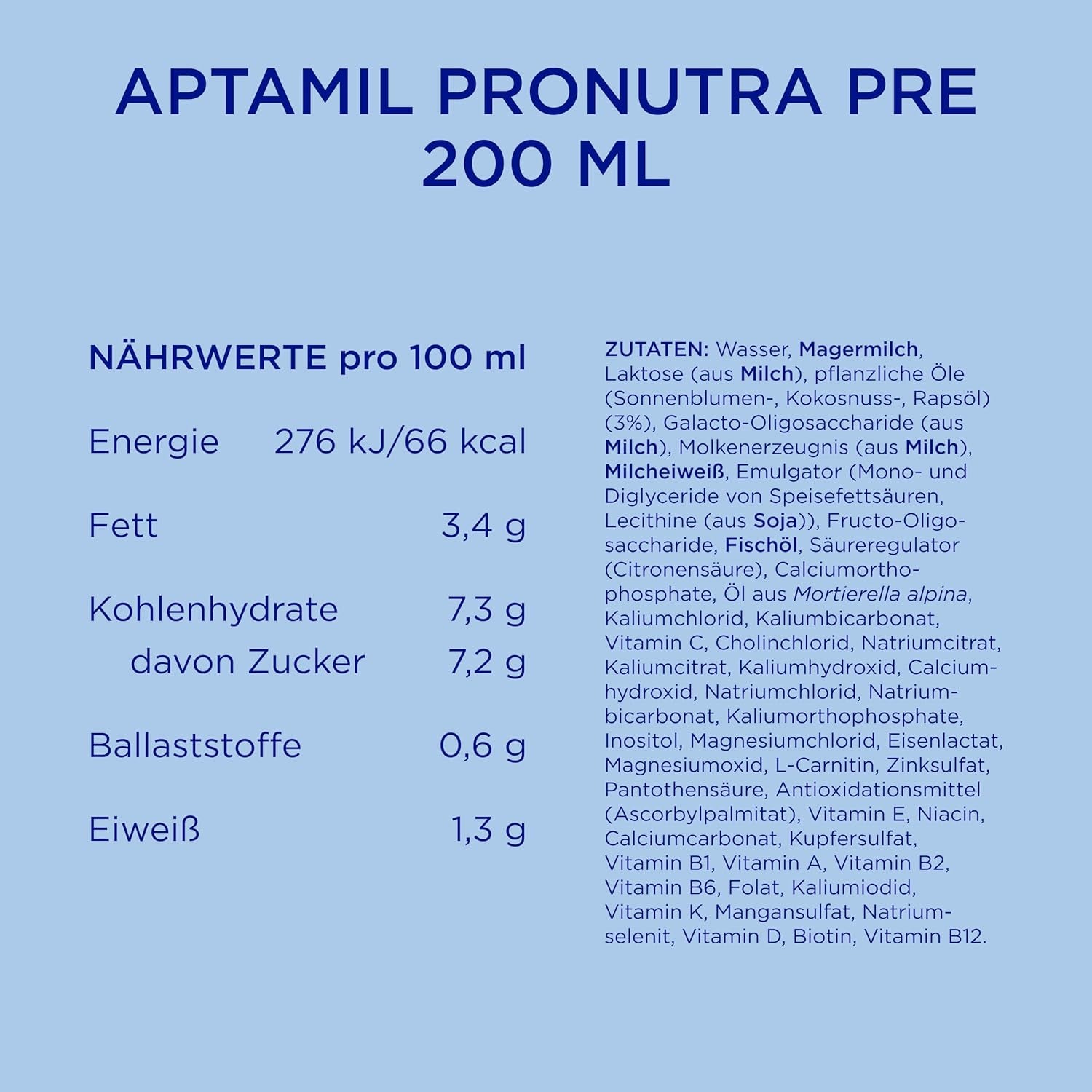 Aptamil Pronutra Pre – Formulă pentru sugari de la naștere – Cu uleiuri vegetale, fără ulei de palmier – 6 x 4 x 200 ml (4800 ml)