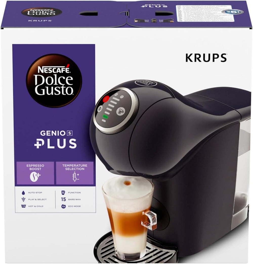 NESCAFÉ Dolce Gusto Genio S Plus de Krups, aparat de cafea compact cu capsule, capacitate 0,8 litri, 1500 wați, avertizare automată de detartrare, gri cosmic, KP340B