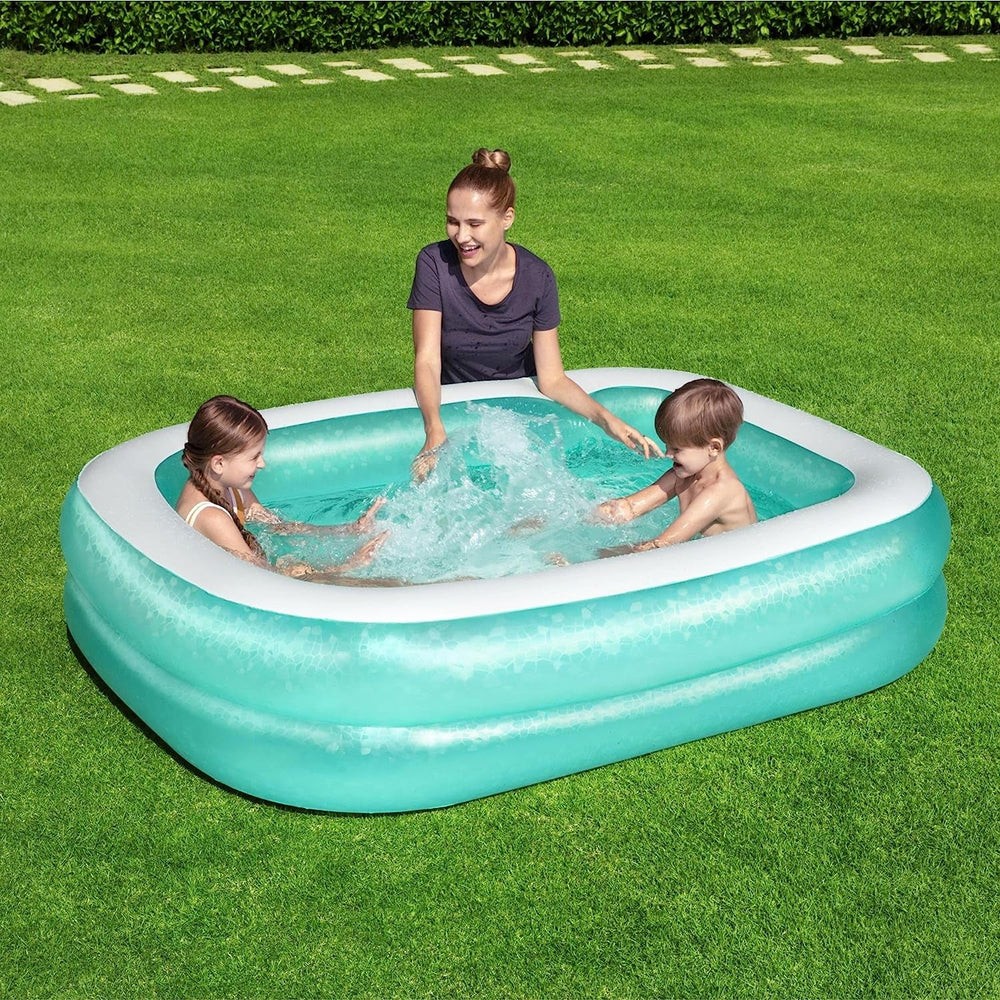 Piscină gonflabilă transparentă Bestway 54005 pentru familie, 201 x 150 x 51 cm - Verde