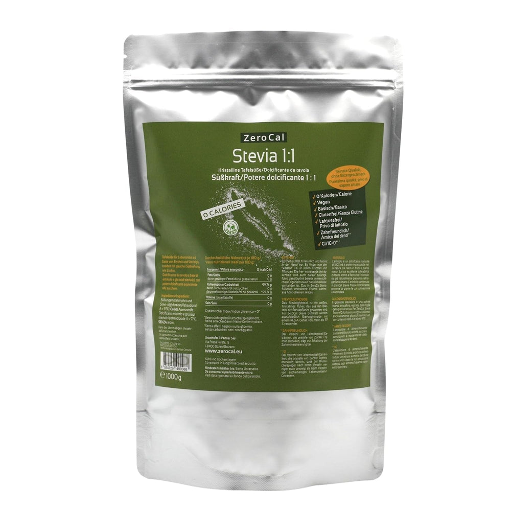Stevia 1:1 (Erythrit - Stevia) - Natürlicher Zuckerersatzstoff, 1000 G Indulcitori Naty Shop Default Title