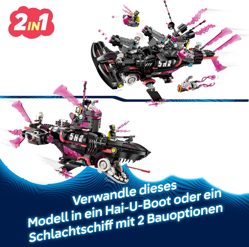 LEGO DREAMZzz Albtraumhai-U-Boot - Modulares Set mit 2 Baumöglichkeiten, 2 abnehmbaren Fluggeräten und 5 Minifiguren, inkl. Mateo und Astrid - Geschenk für Mädchen und Jungen ab 9 Jahren - 71500