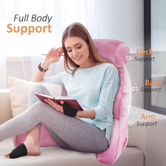 Pernă de citit XL pentru pat și canapea cu rolă detașabilă pentru gât, pernă ideală pentru spate pentru adulți cu spumă cu memorie pentru citit confortabil, lucru, joacă, vizionat la televizor, relaxare (roz)