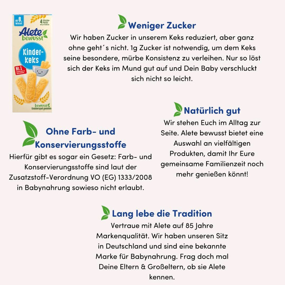 Alete , Biscuiți pentru copii, din luna a 8-a, cu unt din grâu, 180 g Mama si Copilul Naty Shop