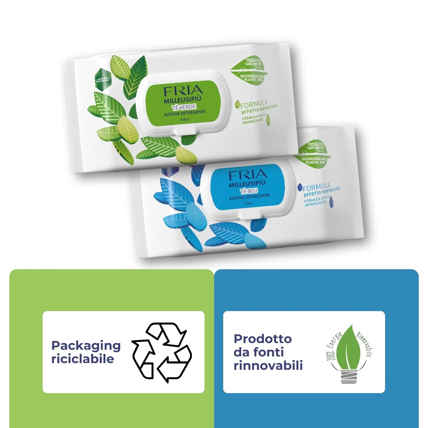 MilleusiPiu Maxi cu capac, 64 șervețele umede, 64 unități