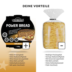 Layenberger Prower Bread Walnuss, Eiweiß- Und Ballaststoffquelle, Ohne Konservierungsmittel, Ohne Hefe, Ohne Mehl, Mit 14G Protein Pro 100G, (1 X 500G) Amestec pentru copt si gatit Naty Shop