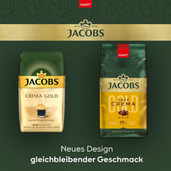 Jacobs Café Crema Gold Kaffeebohnen 1Kg – Vollmundig, Aromatisch, Fruchtige Note, Arabica & Robusta Bohnen, Intensität 5/10, Ideal Für Café Crema Naty Shop