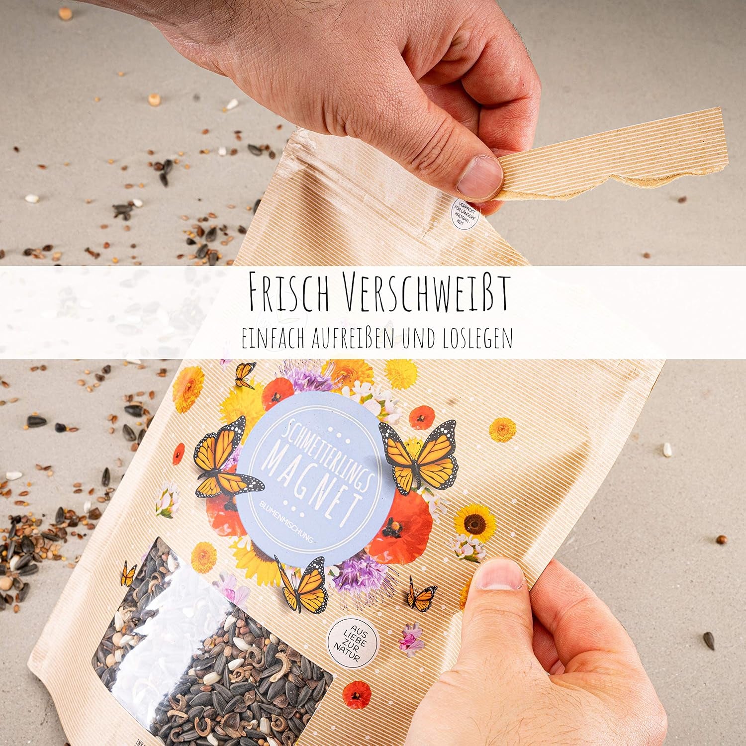 100g Semințe de fluturi pentru o pajiște cu flori colorate - Amestec de semințe de flori sălbatice colorate și bogate în nectar pentru fluturi