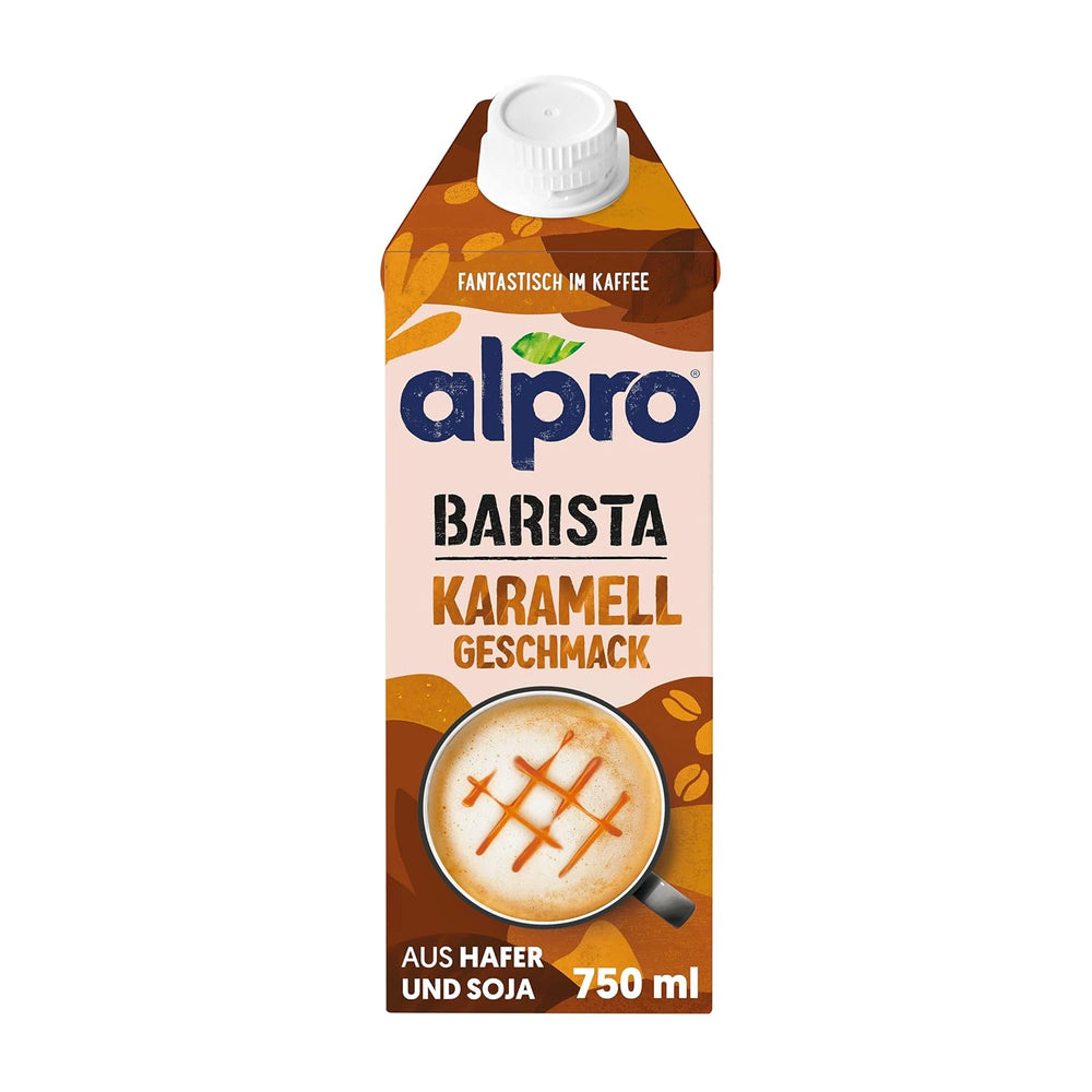 Alpro Barista Karamell – Zum Aufschäumen – Von Natur aus laktosefrei – 8 x 750 ml – Haltbar