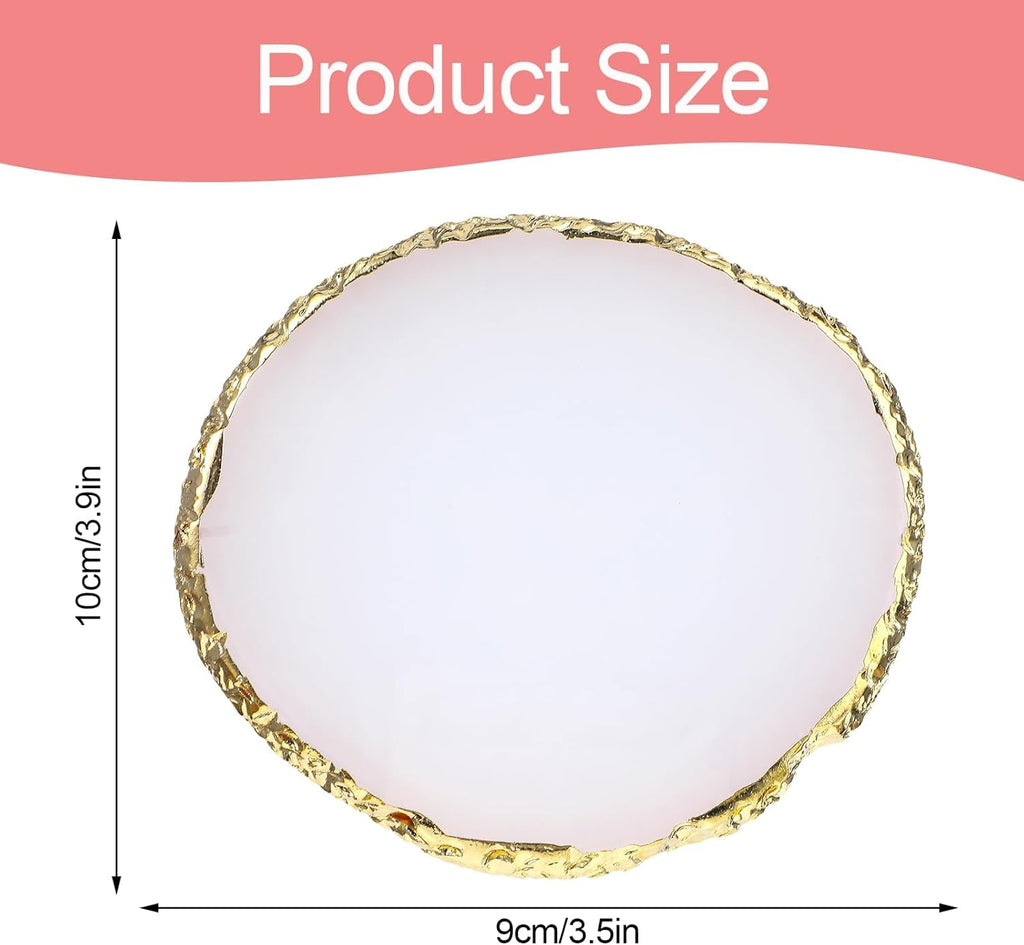 Harz Nail Art Palette,Maniküre Gemalt Palette,Goldener Rand Nagellackpalette,Nail Art Make up Paletten Display Fach Nagel DIY Zubehör(Weiß)