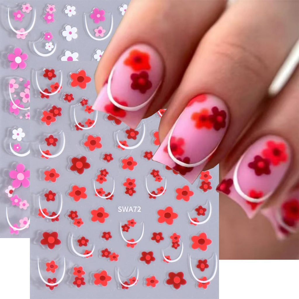 JMEOWIO Nagelsticker Blume 9 Blatt Nail Art Sticker Selbstklebend Nagelaufkleber Frühling Sommer Floral Dekoration Nageldesign Zubehör