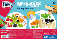 Clementoni 97860 Science & Play Build – Mechanics Junior Lustige Tiere, Bausatz für 8 Tiermodelle, motorbetriebenes Konstruktionsspielzeug für Kinder ab 6 Jahren Amazon Exclusive