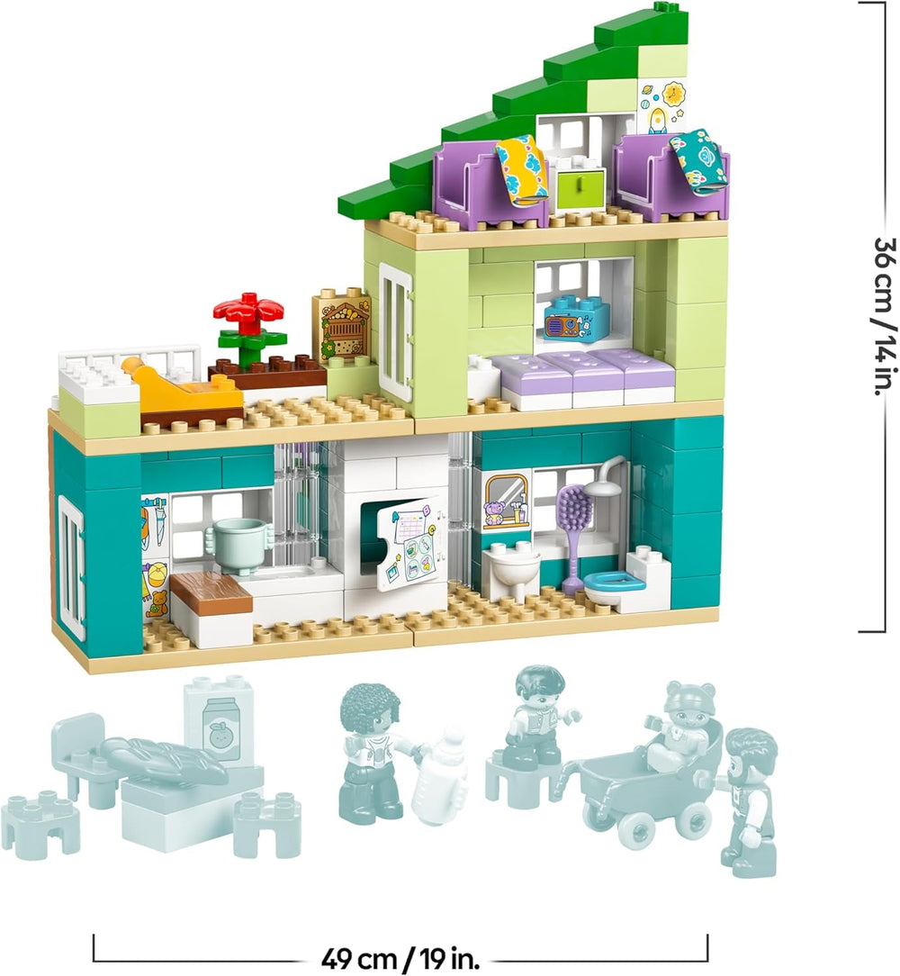 LEGO DUPLO 3-in-1 Modernes Familienhaus mit Figuren - Kleinkinder Lernspielzeug für Feinmotorik - Montessori Spielzeug mit Puppenhaus Zubehör - Geschenk für Mädchen und Jungen ab 2 Jahren - 10470