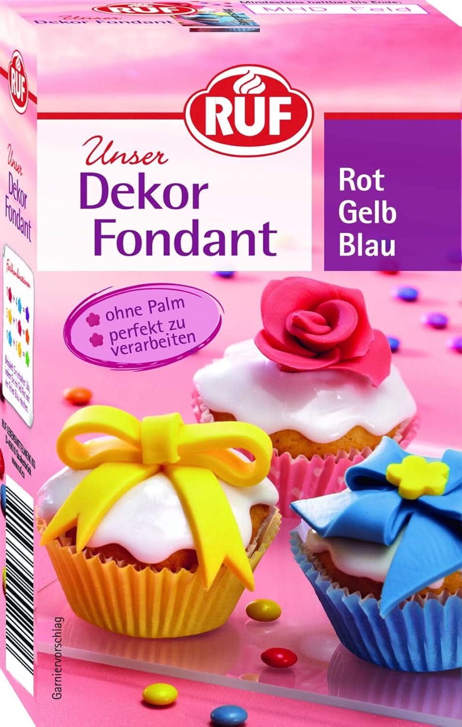 RUF Fondant, potrivit pentru modelarea figurilor, florilor și literelor, 250 grame Glazuri si Decor Naty Shop Multicolor - Rosu, Galben, Albastru 250 grame