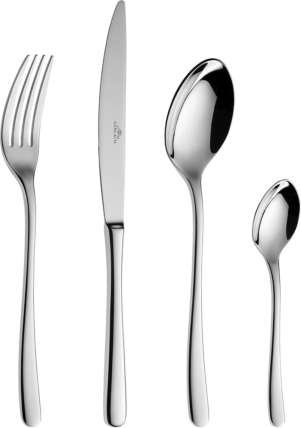 Set de tacâmuri Gerlach Muza strălucitoare, oțel inoxidabil, argint strălucitor, 24 bucati Bucatarie Naty Shop Silberglänzend 24 El. In Einer Schachtel