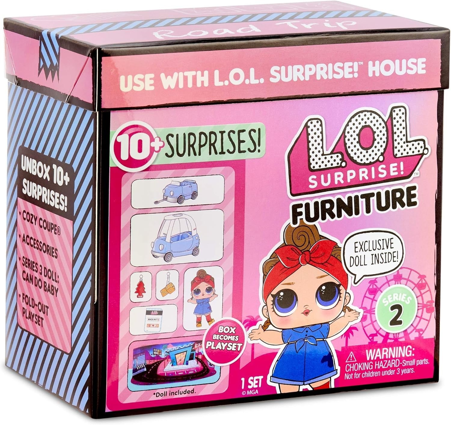 L.O.L. Surprise! 564928E7C Furniture - Puppenmöbel und Sammelfigur mit Zubehör Road-Trip mit Can Do Baby, 10 Überraschungen