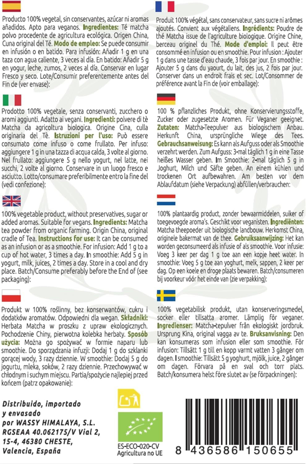 Ceai japonez Matcha, calitate premium, pudră. 100% natural. Reducător de ceai verde, detoxifiant puternic și antioxidant. Matcha pur cultivat - Origine: Japonia (100 g)