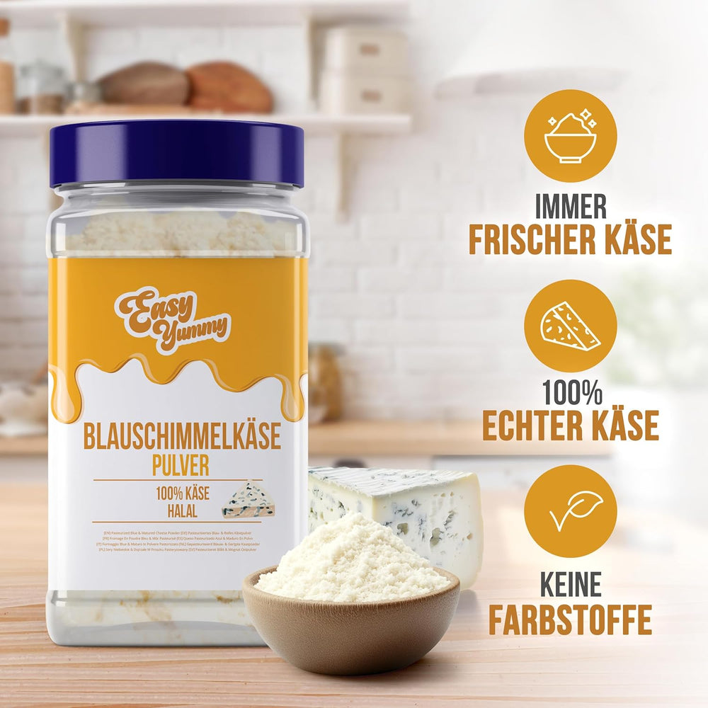 EASY YUMMY - Käsepulver 300g | Instant Käsegeschmack für Mahlzeiten & Snacks | Immer Bereit, Keine Kühlung Nötig | Aus 100% Echtem Käse | Ideal als Popcorn-Topping