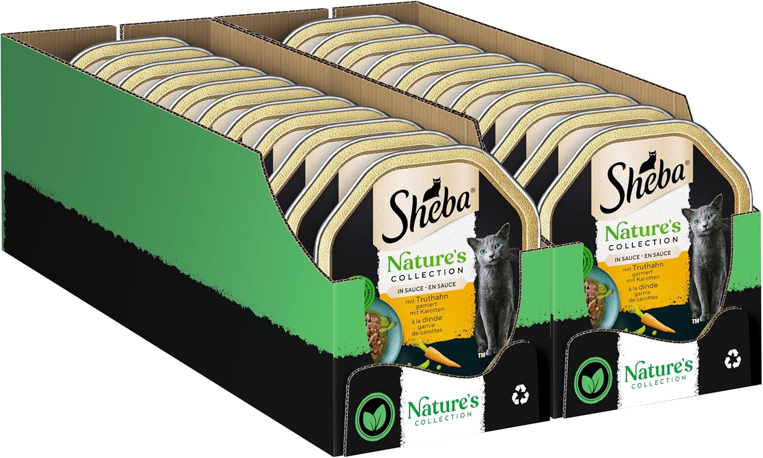 Hrană umedă pentru pisici SHEBA, Colecția Nature's în sos cu curcan, 2 x 11 x 85g