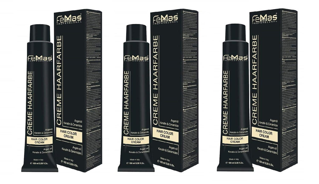 FemMas Hair Colour Pure & Mix Red I Cremă profesională cu ulei de argan, keratină și ceramide I Ca o vopsea de păr permanentă sau nuanță pentru rezultate radiante, de lungă durată I 100 ml Vopsea pentru par Naty Shop Roz metalic Pachet de 3