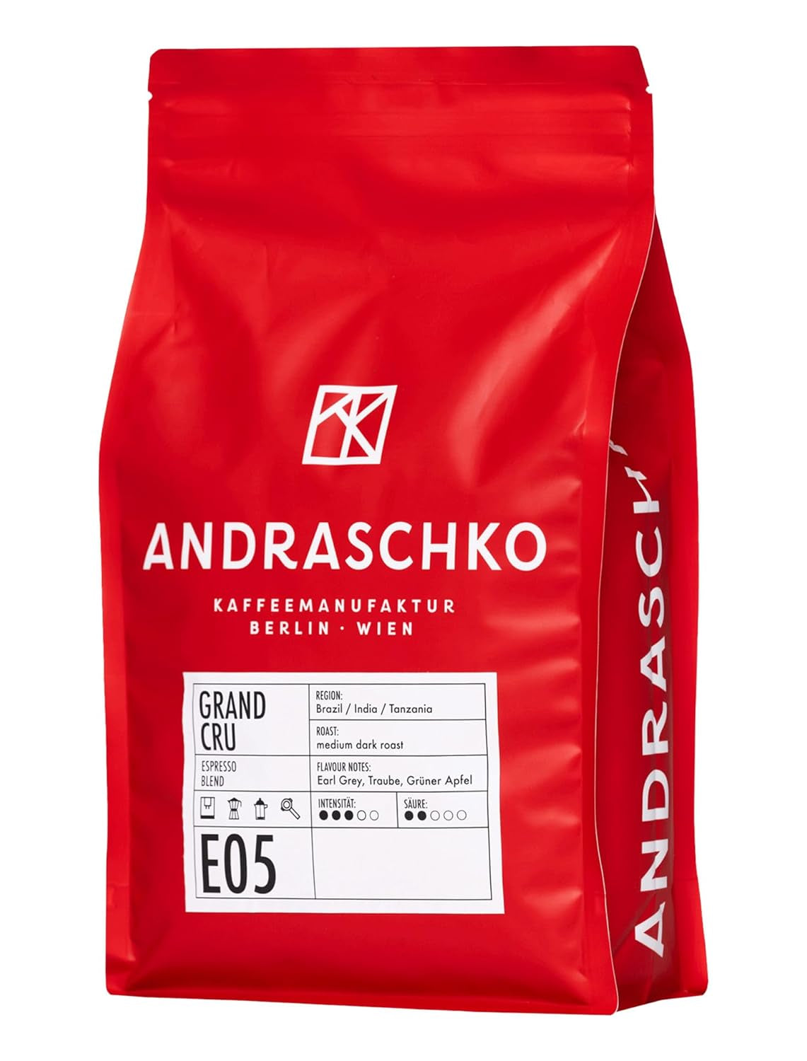 Grand Cru Espresso Blend - 100 % Arabica aus Brasilien, Indien & Tansania - fruchtig & komplex mit Earl Grey, Traube & grünem Apfel - ganze Bohnen - 1kg - frisch geröstet in Berlin