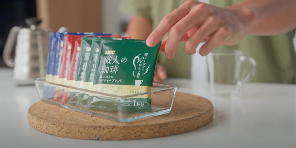 Cafea Japan Craftsman, cafea filtrantă de unică folosință, amestec ușor Brazilia Vietnam, 16 pliculețe.