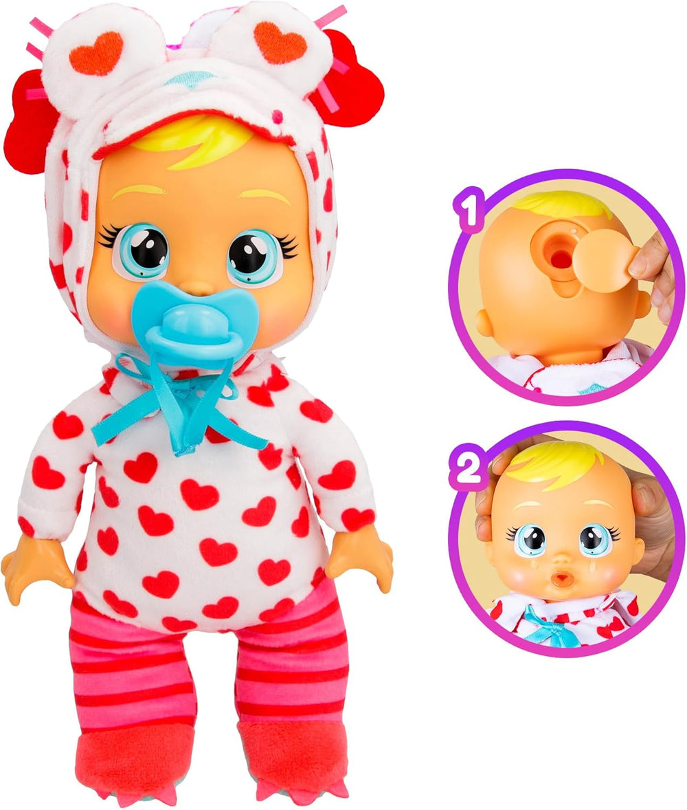 Cry Babies Tiny Cuddles Monster Momo, Plüsch-Baby-Puppe, Tiny Cuddles mit personalisiertem Pyjama eines Monsters, das echte Tränen weint, Kinder ab 18+ Monaten