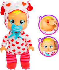 Cry Babies Tiny Cuddles Monster Momo, Plüsch-Baby-Puppe, Tiny Cuddles mit personalisiertem Pyjama eines Monsters, das echte Tränen weint, Kinder ab 18+ Monaten