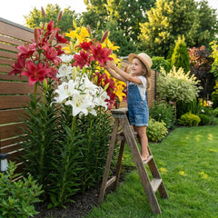 Colecția de bulbi de crini gigantici (15 bulbi de flori), 5 soiuri parfumate, 5 din fiecare culoare, amestec peren rezistent din Olanda pentru grădină (bulbi mari, fără semințe)