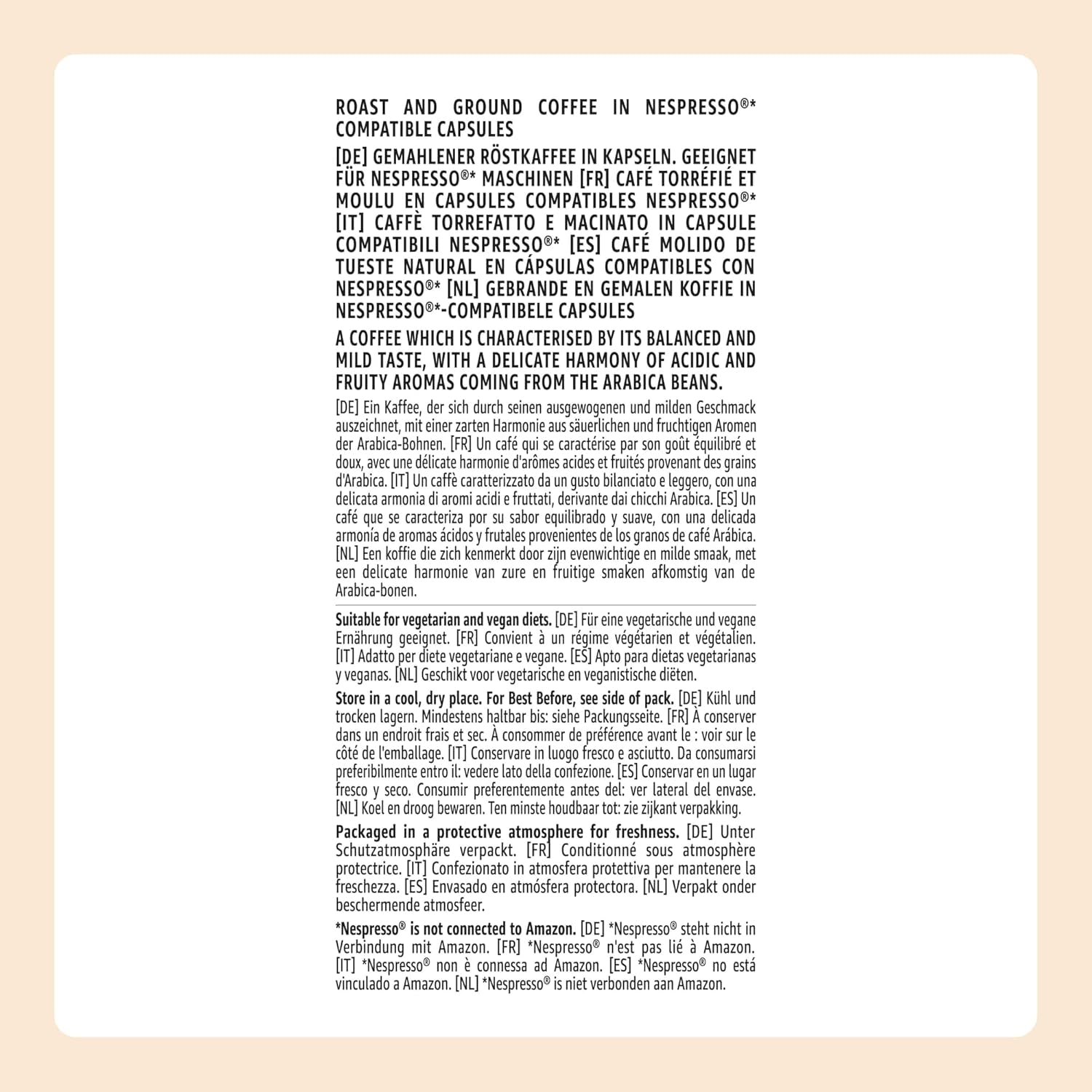 by Amazon Lungo Kaffee-Kunststoffkapseln, Nespresso-kompatibel, 20 Stück, Packung mit 1 – Rainforest Alliance-zertifiziert