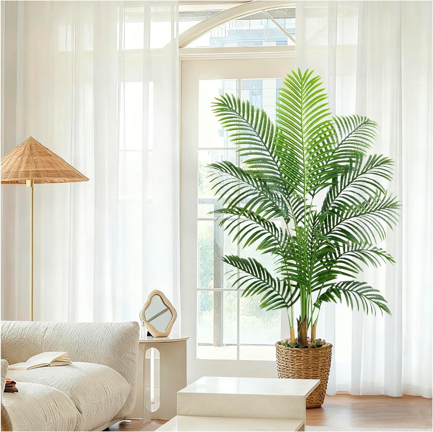 Künstliche Gefälschte Palme 180CM Tropische Bäume Im Topf Mit 18 Stämmen Und Echter Rinde Design Areca Boden Pflanze Gefälschte Palme Pflanze Für Indoor Outdoor Home Decor