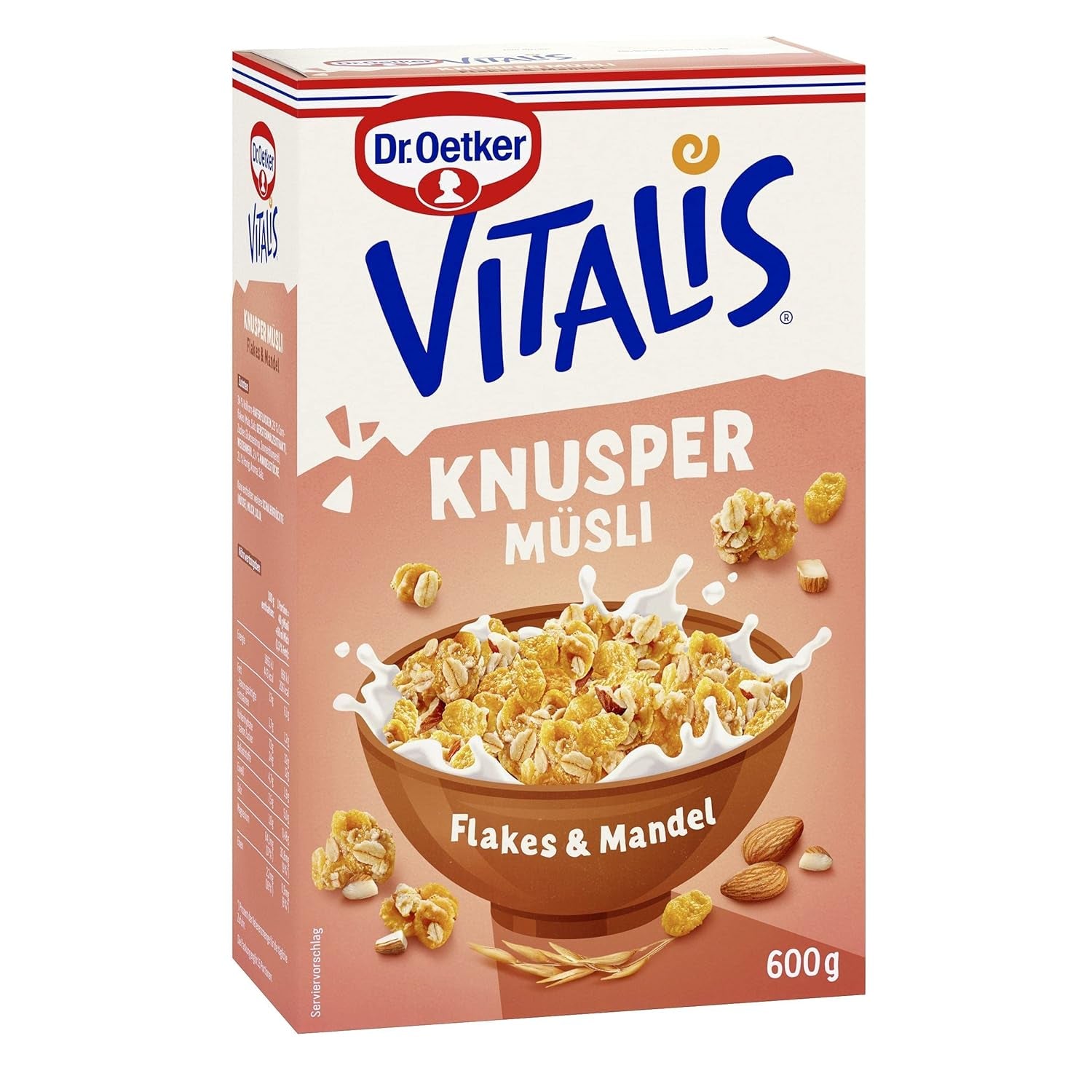 Dr. Oetker Vitalis Crunchy Flakes: Musli crocant cu fulgi de porumb și bucăți de migdale, pachet de 5 (5 x 600g)