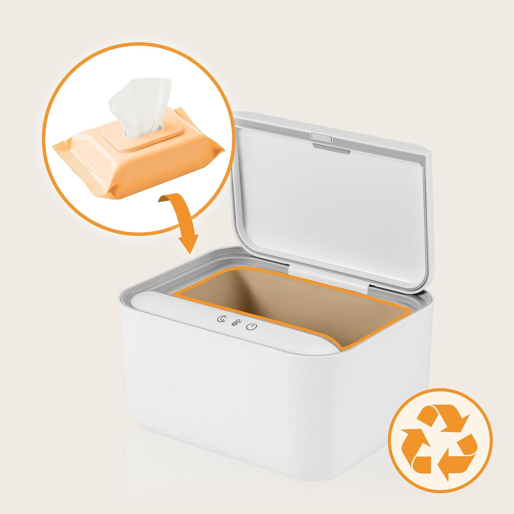 Încălzitor Lionelo BABYBLISS 20W pentru șervețele umede și prosoape mici, 20W pentru bebeluși, lumină de noapte încorporată, 3 setări de căldură, panou tactil, menține șervețelele umede