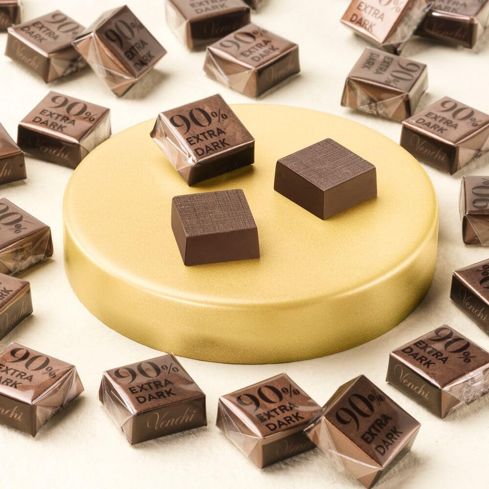 Venchi - Cuburi Extra Bitter 90%, 1 kg - Ciocolată cu Cafea - Fără Gluten - Vegană