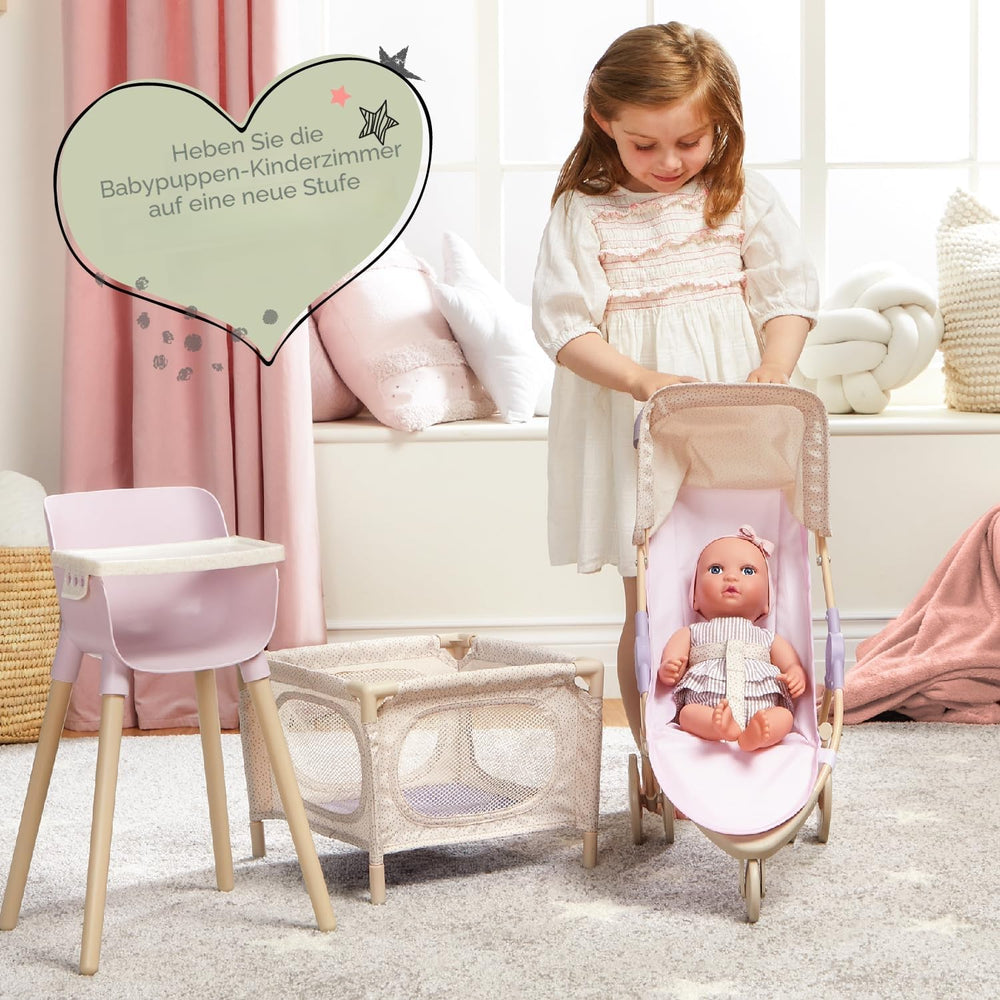 LullaBaby - Baby Puppe - Einteiler & Mütze - 36 cm Realistische Baby-Puppe - Haselnussbraune Augen & weicher Körper - Strampler & Schnuller-Zubehör - Pretend Play Spielzeug - Kinder 2 Jahre +