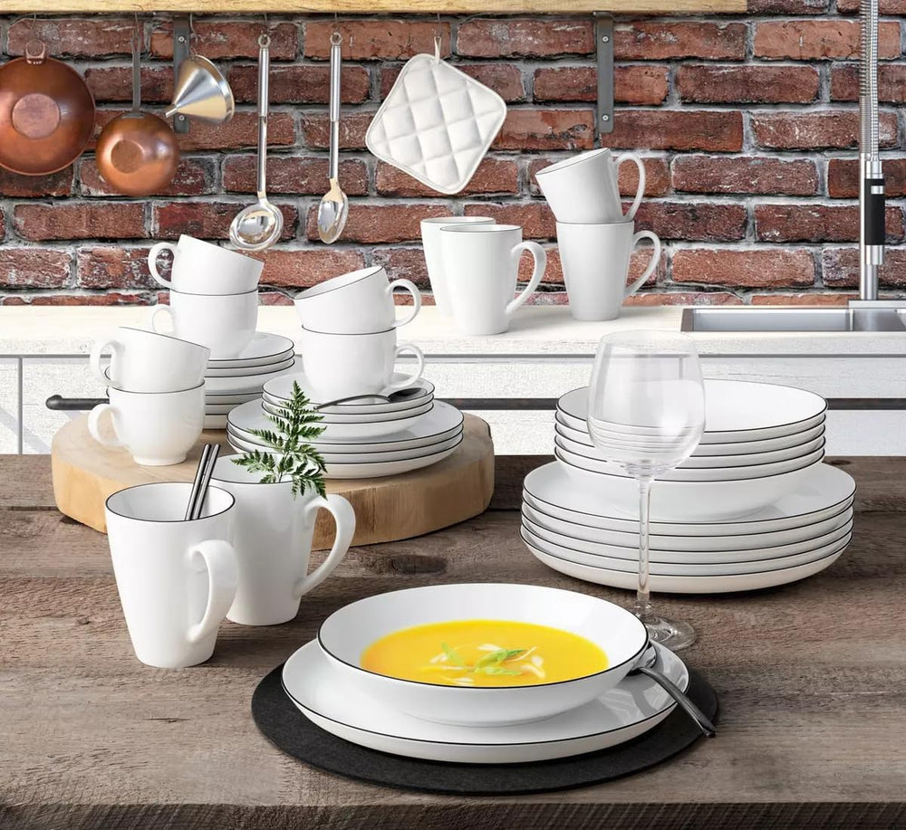 Seltmann Weiden - Lido Black Line - set de veselă 36 piese - porțelan (inclusiv 6 căni de cafea)