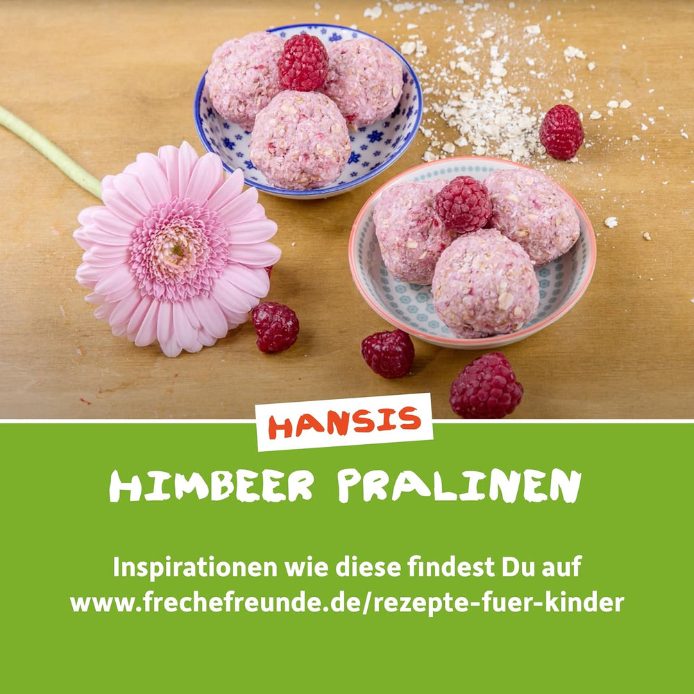 FRECHE FREUNDE Jeleuri organice cu fructe, măr, zmeură și acadele de orez, gustare dulce-fructată pentru copii, fără gluten, vegană, pachet de 20 (20 x 30g)